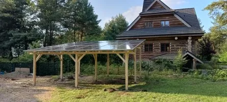 wiata z dachem z paneli fotowoltaicznych 9,9 kWp + magazyn 10 kWh