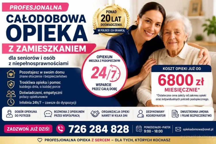 Profesjonalna całodobowa opieka z zamieszkaniem dla seniorów