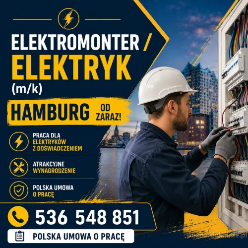 Elektromonter / Elektryk (m/k) Hamburg od zaraz!